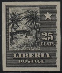 比里亚邮票，1909年圆形的茅草房子，地方民族建筑，印样