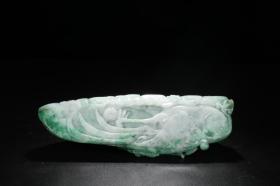 清代 A货老翡翠雕“吉祥如意”镇尺