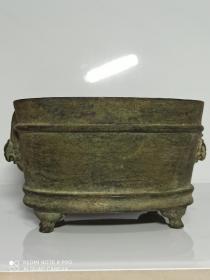 古玩收藏  铜器  铜香炉  尺寸长宽高:15/12.5/8.5厘米，重量:3.22斤