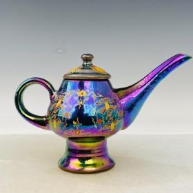 建窑油滴描金龙纹（黑斗）款加彩壶