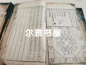 风水堪舆名著：清代木写刻白棉纸大开本《阳宅都天发用全书、都天滚盘珠要法》让里瞿天賚梅賔较60幅滚盤图    长 27㎝   宽15㎝