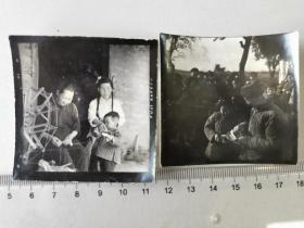 1965农村妇女传统纺车+社员老小年终分配老照片两种