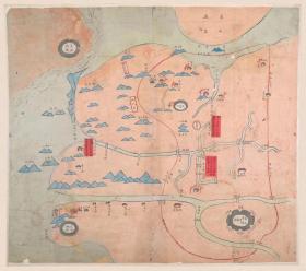 0327古地图1808 鄞县地舆图 清嘉庆13年以前。纸本大小62.75*55.61厘米。宣纸艺术微喷复制。