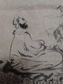 成都名家许老 国画水墨人物画 禅影松声 原稿手绘真迹 画心软片 保真