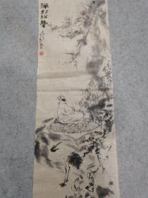 成都名家许老 国画水墨人物画 禅影松声 原稿手绘真迹 画心软片 保真