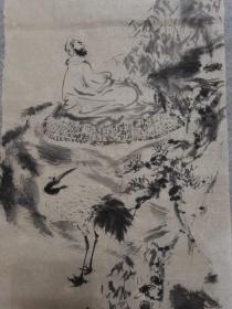 成都名家许老 国画水墨人物画 禅影松声 原稿手绘真迹 画心软片 保真