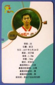 足球明星吕刚（前卫）带签名--中国体育卡甩卖--实拍--罕见