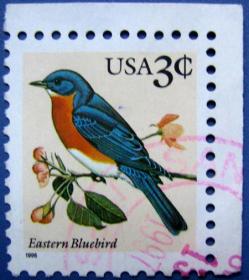 东方知更鸟带双边--美国邮票--早期外国邮票甩卖--实拍--包真--店内更多