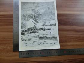 【现货 包邮】1890年小幅木刻版画《冬季》(wintertag)尺寸如图所示（货号400870）