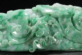 清代 A货老翡翠雕“吉祥如意”镇尺