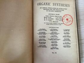 ORGANIC SYNTHESES 有机合成 第11.14卷,两册