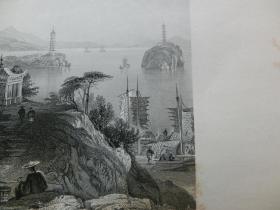 【百元包邮】《太湖，波罗庙》中国题材钢版画 托马斯.阿罗姆 （Thomas Allom）作品  1845年 尺寸约27.2×21厘米 （货号T001363）
