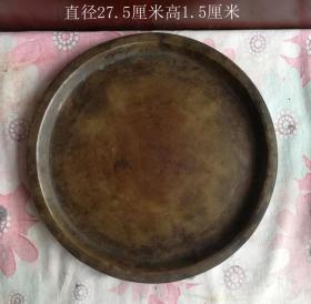 清代炫纹刻画“凤穿花”铜茶盘10363