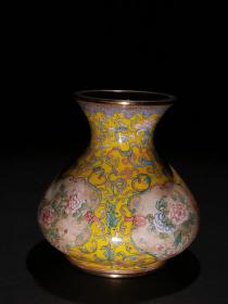 清代 鎏金画珐琅缠花卉纹花瓶