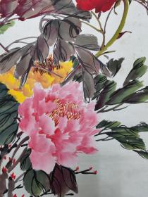 著名画家 鲍国进 《富贵牡丹》上海市中西美术家协会会员 多伦多书院副院长 精品国画 软片(40x70)