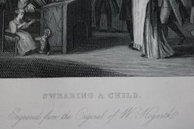 【百元包邮】《a woman wearing her child 》 (带着孩子的女人)  William Hogarth 威廉 ・荷加斯作品  1870年代  钢版画 纸张尺寸约30.5×21.8厘米（货号202135）