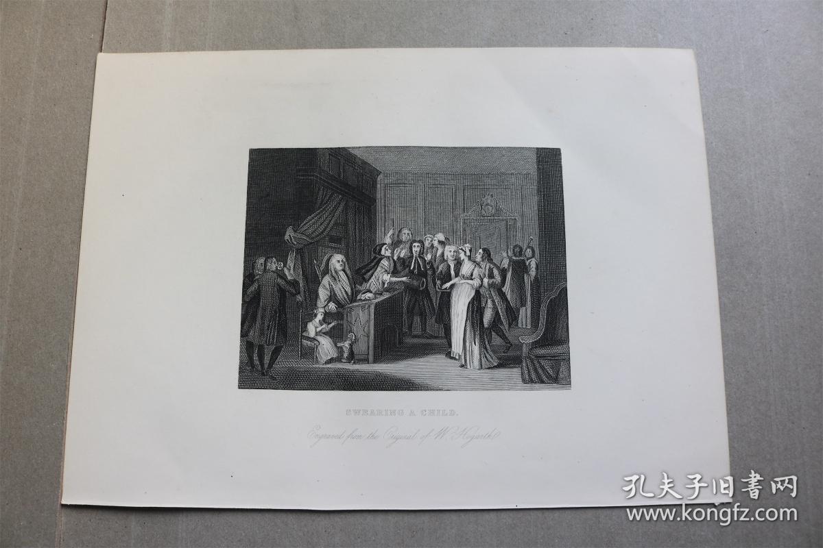 【百元包邮】《a woman wearing her child 》 (带着孩子的女人)  William Hogarth 威廉 ・荷加斯作品  1870年代  钢版画 纸张尺寸约30.5×21.8厘米（货号202135）