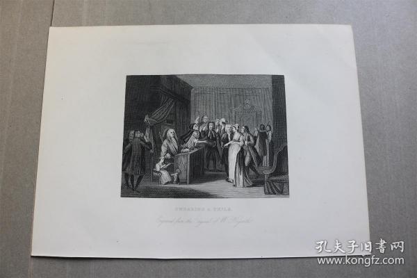 【百元包邮】《a woman wearing her child 》 (带着孩子的女人)  William Hogarth 威廉 ・荷加斯作品  1870年代  钢版画 纸张尺寸约30.5×21.8厘米（货号202135）