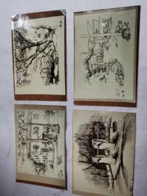 画家写生画照片四张