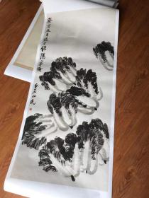 齐白石 水墨白菜图。纸本大小56.57*126.8厘米。宣纸原色微喷印制