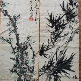 丝绸上画的两张画（李秀贵，四川省南充市知名画家）
