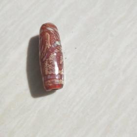 小南，红玛瑙珠一枚，，0.7×2.6cm，