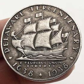 1936流浪币帆船仿古铜旧银纪念章 收藏工艺币30mm铜银硬币纪念币