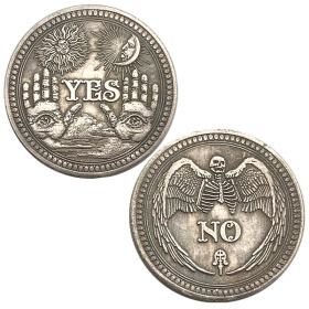 美国浮雕YES仿古旧铜银纪念币 收藏币决策NO硬币骷髅天使幸运金币