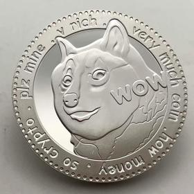 美国实物币dogecoin纪念币镀银纪念币硬币金币收藏狗狗币金币