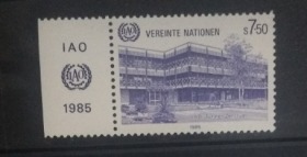 联合国维也纳 1985年 国际劳工组织 总部大楼 1全新 雕刻版 带徽标