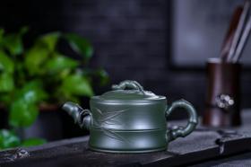 宜兴名家原矿紫砂壶竹节民国绿泥名家手工茶壶茶具