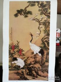 名家画鸟画大张画页，任选，标价为一张。王渊，明陈洪绶，华喦山雀爱梅、明代吕纪，沈恢花鸟图、张大千墨荷图、李方鹰苍松怪石、沈铨松鹤图、吴昌硕铁网珊瑚，一斛玉珠三斗酒，刘海粟红梅，王雪涛万紫千红，林暖苏菊花；李敬仕红叶山雀；陈半丁岁寒有同心，恭贺新禧，梅花牡丹图。