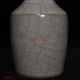 古董古玩老瓷器收藏 宋官窑双耳瓶18*8CM