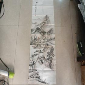 401 近代竹刻大师，吴待秋弟子 海上著名山水画家 沈觉初 山水图条幅