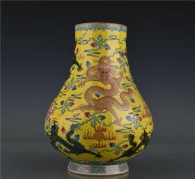 清乾隆粉彩九龙福筒古董古玩古瓷器老物件文玩艺术收藏品高26厘米宽20.5厘米