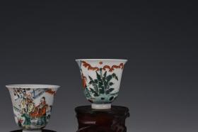 清康熙五彩人物杯 古玩古董古瓷器    7.2×8.5厘米    4500