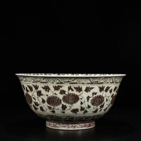 明洪武釉里红缠枝菊花纹大碗      厘米17*39.5     3900