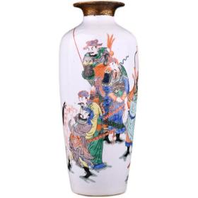 清康熙五彩描金伯乐相马战将纹鱼尾瓶高28厘米宽12厘米
