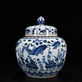 明嘉靖青花鱼藻纹罐       厘米42*33   1500