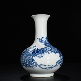 民国竹溪道人王步青花花鸟纹瓶      厘米28*19      6000