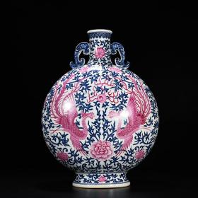 清乾隆青花胭脂红缠枝凤纹扁瓶      厘米49*35
         4500