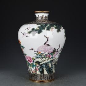 清乾隆珐琅彩松鹤延年梅瓶 古玩190731花瓶古董古瓷器  38×26厘米  9600