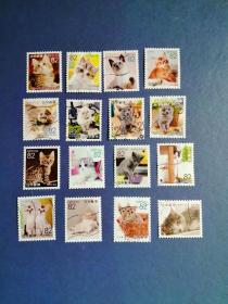 外国邮票 日本邮票 猫咪 16枚 （信销票）