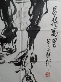 保真，当代画马名家苗桂欣四尺整纸国画《昂扬万里》一幅