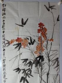 保真，中国人民大学画院画家，晋阳美术馆副馆长，当代优秀画家加宏杰四尺整纸花鸟画一幅