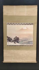 日本回流字画印刷名家山水图立轴D3942
