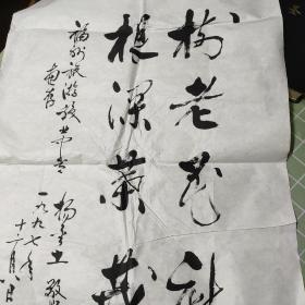 杨金土先生书法《福州旅游中专惠存.枝老花新根深叶茂》保真.包快递