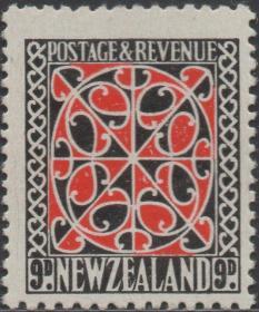 英联邦邮票F，新西兰1935年澳洲原住民毛利门板的装饰图案