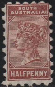 南澳大利亚邮票，英属A，1883年0.5P巧克力棕色，维多利亚女王