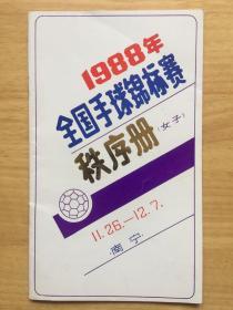 1988年全国手球锦标赛秩序册 （女子）